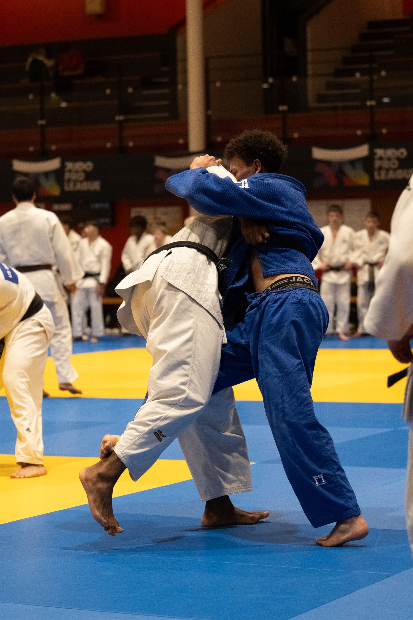 Combat de judo, saisie sur le tatami